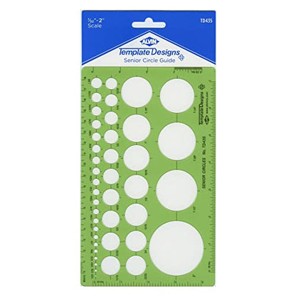Alvin, TD435, Senior Circle Guide Template, Drawing and Drafting Tool - 42 Circles, 5 x 8 x .030 Inches - style: Senior Circle