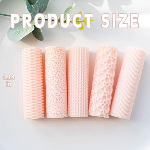 TAINSKY 5 pcs Polymer Clay Texture Roller, Pottery Stamps for Polymer Clay Earrings Jewelry, Embossing Pottery Texture Rollers for Jewelry Making（Mix） - color: Style B Set