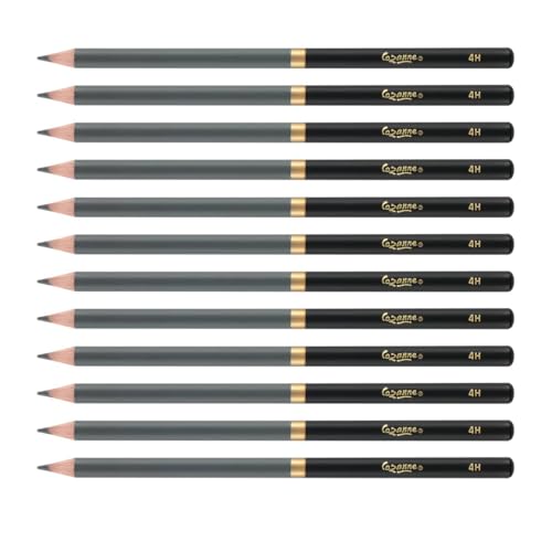 Cezanne Graphite Drawing Pencils Set - 4H, Set of 12 Break-Resistant Graphite Lead, Easy-to-Sharpen Sketch Pencils, Master Artist Quality Graphite Pencils for Technical and Artistic Drawing - color: 4H, size: Set of 12