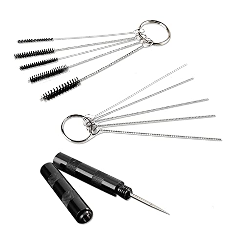 Airbrush Painting Cleaning Tools Kit, Air Brush Accessories Spray Gun Cleaner Wash Needle with Nozzle Spanner Wrench and Stainless Steel Brushes Set