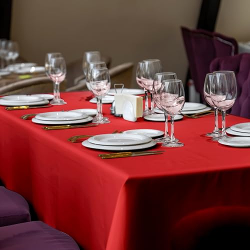 Plastic Table Cloth, 410 Ft X 54 In Disposable Tablecloth Red Tablecloth | PEVA Plastic Table Cloth Disposable with Sliding Cutter Plastic Table Cover Roll for Picnics, Parties, Birthdays, Festivals - color: Red, size: 4920" x 54" (Rectangular)