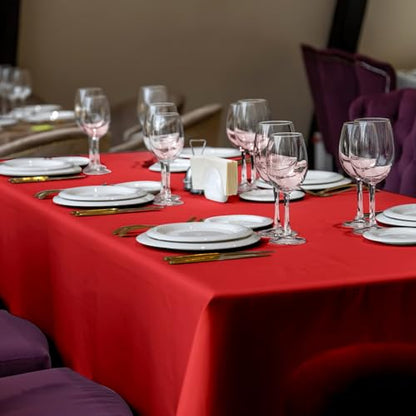 Plastic Table Cloth, 410 Ft X 54 In Disposable Tablecloth Red Tablecloth | PEVA Plastic Table Cloth Disposable with Sliding Cutter Plastic Table Cover Roll for Picnics, Parties, Birthdays, Festivals - color: Red, size: 4920" x 54" (Rectangular)