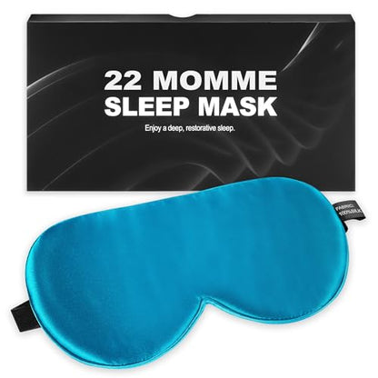 Sleep Mask, 100% 22 Momme Mulberry Silk Eye Mask with Adjustable Strap | Eye Sleeping Mask for Women Men, 100% Mulberry Silk, 22 Momme 6a Fibers, Blackout Blindfold Eye Cover Side Sleeper(Aqua Blue) - color: Peacock Blue 22 Momme