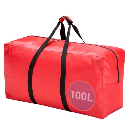 Extra Large travel duffel bag with Strong Handles, 100L Waterproof duffel bag, Durable Zippers, Extra Large Storage Totes for Space Saving and Moving Supplies, Red - color: Red, size: M - 31.5″× 11.8″× 16.5″