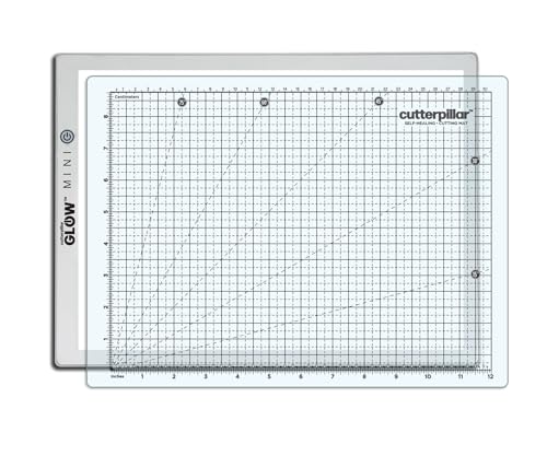 Cutterpillar Glow Elite Mini Light Board — LED Craft & Quilting Light Pad — Compact & Portable 10" x 13" Size — 4 Brightness Levels, Magnetic Base & Self-Healing Cutting Mat - style: Glow Elite Mini