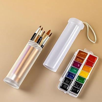 FUNSUEI 6 PCS Extendable Plastic Paint Brush Case, Watercolor Brush Storage Case, Paint Brush Holder Tube, Long Paintbrush Holder Organizer for Drawing Tools and Makeup Brushes, 8.5-14.96 Inches Long