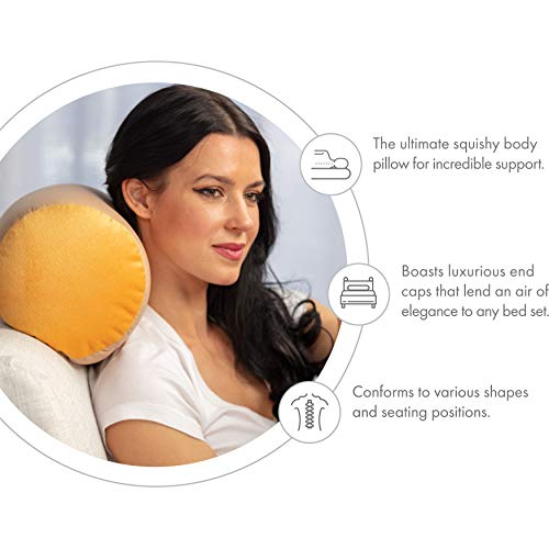 Microbead Bolster Neck Roll Pillow, 14x8 in Cylinder Tube, Barely Beige | Silky feel fabric helps prevent wrinkles & hair breakage; feather-light beads gently cushion head & shoulders as you rest - color: Barely Beige