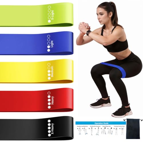 Resistance Loop Exercise Bands for Home Fitness, Yoga Pilates, Stretching, Strength Training, and Physical Therapy - Elastic Bands Set Workout Bands for Women&Men (5pcs Set) - color: Colorful