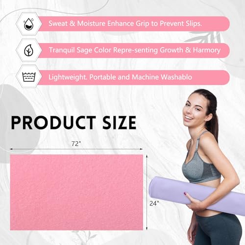 Breling 4 Pack 72 x 24 Inch Microfiber Non-Slip Hot Yoga Towels, Multicolor | Microfiber Mat Towels for Pilates Exercise, Sweat Absorbent Soft Fabric, for Heated Yoga Sessions, Gym Workouts - color: Purple, Pink, Blue, White