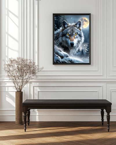 Wolf Diamond Art Kits for Adults, Easy Crafts 5D Diamond Painting Dot Kit for Adult Beginners, Animal Wolf Head DIY Round Dots Full Drill Diamonds Paintings Arts for Home Wall Decor Gifts 12X16 In - color: C26