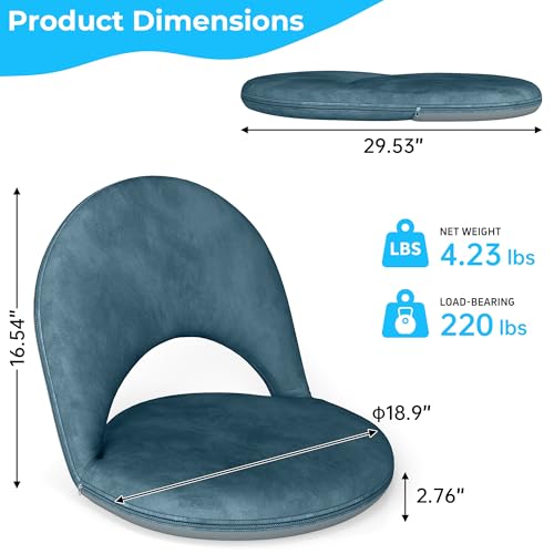 Floor Chair, 5-Position Foldable Floor Chair for Kids with Adjustable Back, Soft Sponge & Velvetean Cover, for Adults and Kids, Indoor Outdoor Use, Meditation, Gaming, Camping(Blue) - color: Blue