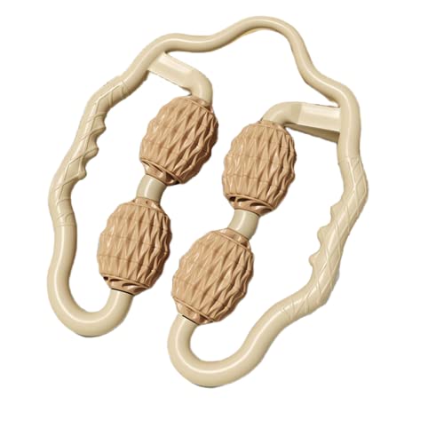 TOMOO 4 Wheels Muscle Roller Massager - 360 Circular Leg Clamps for Leg, Neck, Hand, Arm Muscle Relaxation - Indoor Sports, Yoga, Bodybuilding Equipment (Beige) - color: Beige