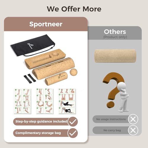 Sportneer Cork Balance Board, Foot and Ankle Strengthener Kit | 4-in-1 Foot Massage & Balance Trainer Set for Foot Pain Relief, Physical Therapy, Arch Training, Improve Balance & Stability
