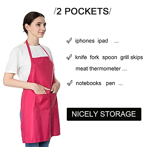 6 PCS Plain Bib Aprons for Women Men Bulk,Multicolor Apron with 2 Pockets for Painting Crafting Baking Cooking Kitchen.(6pcs-6colors) … - color: Multicolor