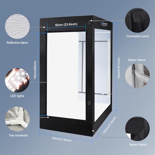 PULUZ Professional Large Photo Light Box Photography Studio, 47x31x78inch Large Lightbox Photo Video Continuous Lighting Softbox Shooting Tent Kit with 2 Colors PVC Backdrops - size: 47*31 Inch