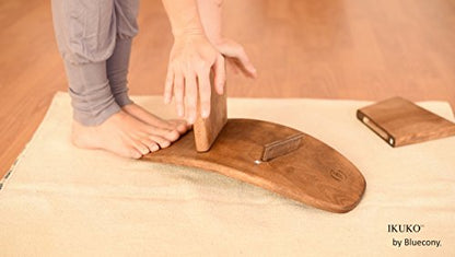 Meditation Bench IKUKO, Travel Yoga Stool, Walnut, High Height | BLUECONY Original Travel Version With Bag, Seiza Stool Locally Handmade, Wooden Kneeling Yoga Bench, High 8" (20cm) - color: Dark Walnut, size: High Height (8 inches)