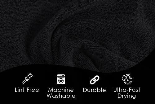 Avalon Towels Microfiber Cleaning Cloths (Value Pack of 48) - Size 16 x 16 Inches, Highly Absorbent Cleaning Rags, Lint Free, Reusable and Washable, Microfiber Towels for Cars - color: Black, size: Pack of 48 - 16x16 Inches
