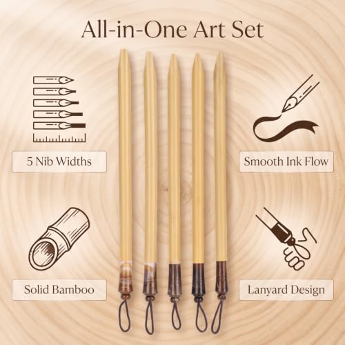 5pcs Calligraphy Dip Pen Bamboo Handcrafted for Writing | Reed Qalam Pens, Vintage Manga Calligraphy Pens, Comic Pen Nib Set, Calligraphy, Painting, Drawing