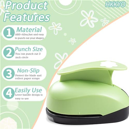 Flower Hole Punch 3 inch Flower Punches for Paper Crafts Scrapbooking | Large Flower Paper Punches for Crafting, Hole Punch Shape Flower, Craft Lever Punch for Card Making, Easy to Use, Clean Cut - style: Flower Paper Punch