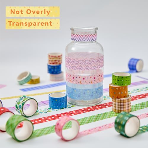 Grid Washi Tape Set 24 Rolls, Decorative Masking Tape for Junk Journal, Scrapbooking Supplies, DIY Crafting Supplies - style: Grid