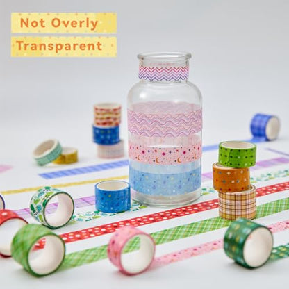 Grid Washi Tape Set 24 Rolls, Decorative Masking Tape for Junk Journal, Scrapbooking Supplies, DIY Crafting Supplies - style: Grid