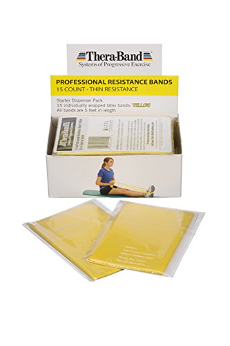 THERABAND Resistance Bands, 5 Foot, 15 Count, Exercise, Yellow, Thin | Professional TheraBand equipment for exercise, physical therapy, fitness and at-home workouts - color: Yellow