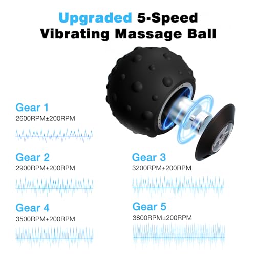 Upgraded 5-Gear Vibrating Massage Ball, Rechargable Massage Vibrating Ball for Fitness, Training, Therapy and Relaxation - color: Black