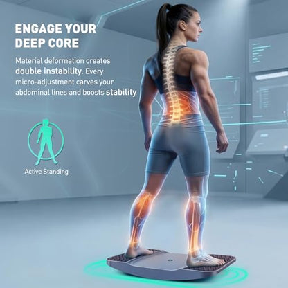 Standing Desk Balance Board - High-Rebound Comfort Core Wiggle Board for Active Standing - Lateral Tilt Exercise Board for Office Work with Washable TPE Massage Pads - 220 lbs, Gray