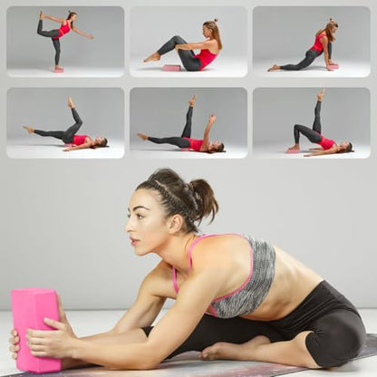 Yoga Blocks 2 Pcs, 9"x6"x3" Yoga Brick Foam Blocks EVA Foam Block Yoga Props Accessories for Yoga Pilates Stretching and Meditation - color: Rose Red