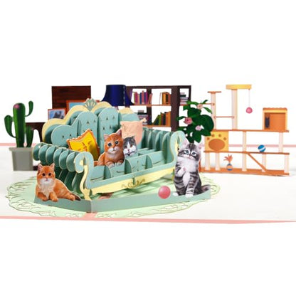 Lovely Cat Pop Up Card Birthday Card Mother’s Day Card 3D Greeting Card Gift Card with Envelope and Blank Note. - color: Cat