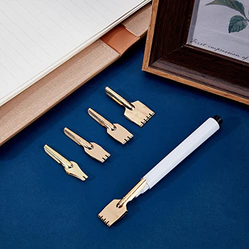 GORGECRAFT 5Pcs Brass Nibs Parallel Pen Tip Set 9/10/11/13/16mm Wide Comic Dip Pen Nibs Kit Artistic Font Writing School Art Supplies for Manga Calligraphy Pen-and-Ink Drawing Stationery Accessories