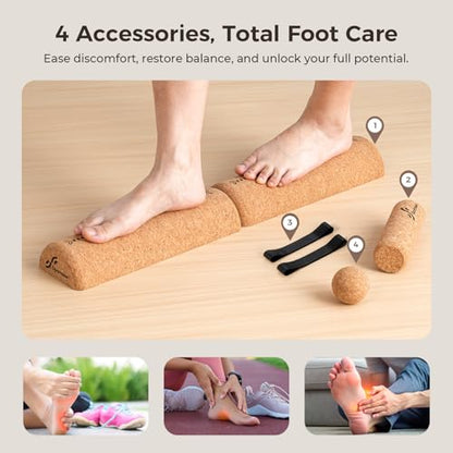 Sportneer Cork Balance Board, Foot and Ankle Strengthener Kit | 4-in-1 Foot Massage & Balance Trainer Set for Foot Pain Relief, Physical Therapy, Arch Training, Improve Balance & Stability