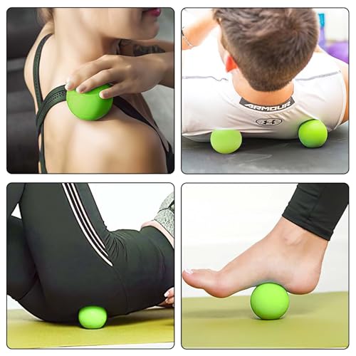 WOVTE Massage Lacrosse Ball for Sore Muscles, Shoulders, Neck, Back, Foot, Body, Deep Tissue, Trigger Point, Muscle Knots, Yoga and Myofascial Release (Green) - color: Green