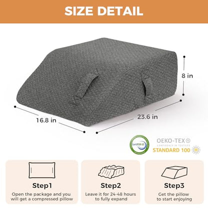 BIEEZZK Leg Pillow Elevation Blood Circulation, 23.6×16.8×8in, Dark Grey - color: Dark Grey