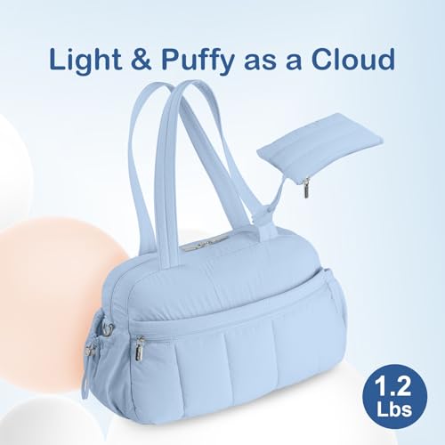TOPDesign Travel Duffel Bag for Women, Puffer Gym Bag Sports Tote with Wet Pocket, Carry On Weekender with Luggage Sleeve (Ocean Blue) - color: Ocean Blue