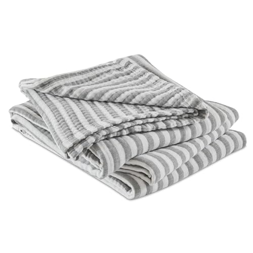 EMME Cotton Muslin Blanket Couch 4-Layer Breathable Gauze Soft Lightweight Bed Blankets Adults Grey King (108" x 90") - color: Grey, size: King (108" x 90")