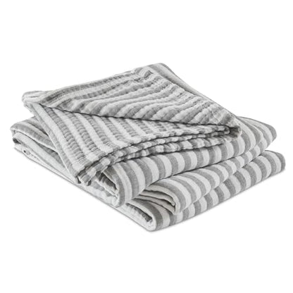 EMME Cotton Muslin Blanket Couch 4-Layer Breathable Gauze Soft Lightweight Bed Blankets Adults Grey Queen (90" x 90") - color: Grey, size: Queen (90" x 90")