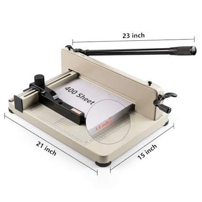12" Heavy Duty Guillotine Paper Cutter - 400 Sheet Precision Cutting, Safety Lock Blade & Rapid Stack Processing for Office/School, Solid Steel Construction - size: 12"-Heavy Duty Paper Cutter