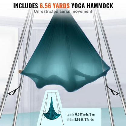 VEVOR Adjustable Yoga Aerial Rig, Aerial Silk Stands with Height Adjustable 5-11FT, Portable Stainless Steel Rig& Aluminum Frame Legs, Fit with Hoops/Lyra/Silks/Hammock - color: Green