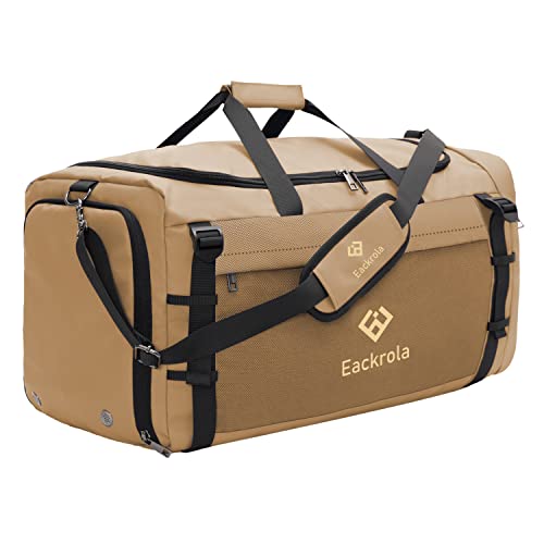 Large Sports Gym Bag, Travel Duffel bag with Wet Pocket & Shoes Compartment for men women, 65L, Lightweight - color: Khaki, size: 65L