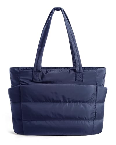 BAGSMART Puffy Tote Bag for Women, Lightweight Work Tote Handbag - color: Navy Blue, size: Standard