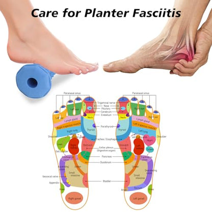 Blue Foot Massager Roller for Plantar Fasciitis, Arch Heel Pain Relief | Deep tissue massage for feet, calf, arch and heel pain. for plantar fasciitis relief, home, office and travel use - color: Blue