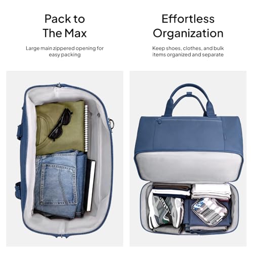 Travel Duffle Bag for Women, 40L Weekender Bags Airline Approved Carry On with Shoe Compartment & Waterproof Wet Pocket, Durable Nylon Weekender Overnight Bag for Travel, Gym, Business Trip, Blue - color: Blue