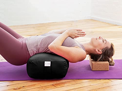 Pranayama Yoga Bolster Meditation Pillow - color: Black, size: Rectangular 28" x 12" x 8"