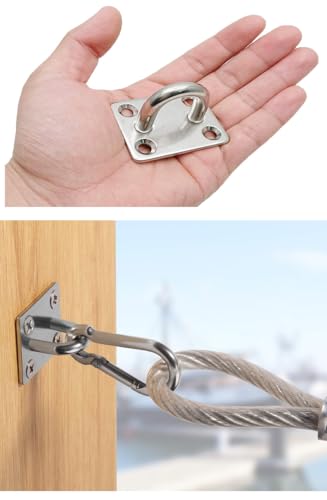 Hammock Hooks Heavy Duty 2 Pack, 1000Lbs Capacity Hammock Hanging Kit, M8 304 Stainless Steel Pad Eye Hanging Hooks for Porch Swing, Chair, Plants, Kids/Pet, Wall/Ceiling Mount, Indoor & Outdoor
