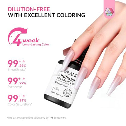 SAVILAND Hema-Free Airbrush Gel Nail Polish White Gel Nail Polish 20ML | Dilution-free Airbrush Paint for Nails,No Clogging, Non-Acetone, High Pigmented Colors Airbrush Polish, Ombre French Nail - color: A-White