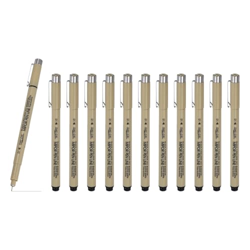 PATIKIL Fineliner Pens, 12 Pcs 01 0.25mm Fineliner Marker Black Waterproof Ink Archival Drawing Pens Art Supplies Set for Sketching Journaling Scrapbooking Artist Illustration - size: 01 0.25mm