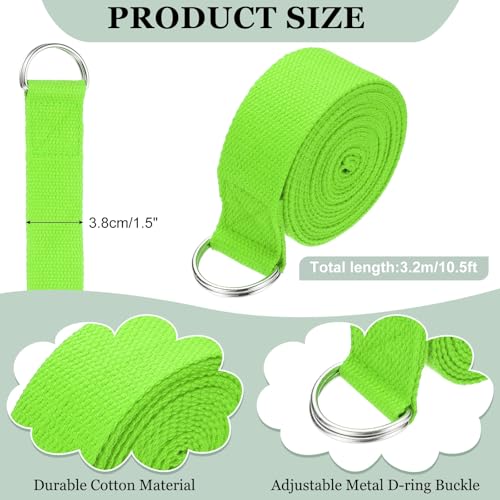 Yoga Strap for Stretching, Athletic Stretch Band with Adjustable Metal D Ring Buckle Yoga Bands - color: Green, size: 10.5ft
