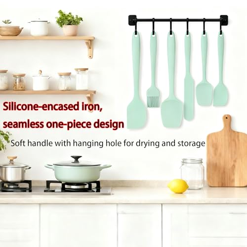 6 Pieces Silicone Spatula Set, Food Grade Silicone Scraper Spatulas Heat Resistant Kitchen Utensils Brush BPA-free Spatula for Scraping, Cooking, Mixing, Baking