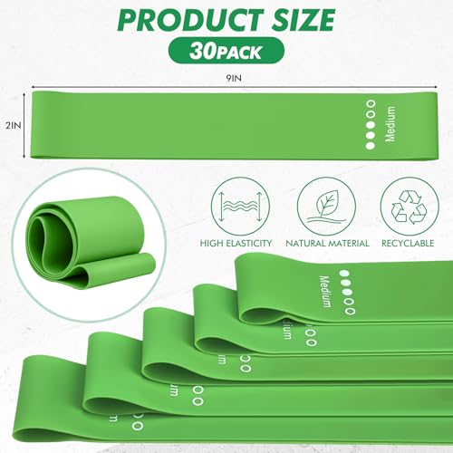 Shappy 30 Pcs Mini Resistance Band Bulk Exercise Bands for Women Men Resistance for Leg Workout Gym Home Gym Strength Training Yoga Glutes - color: Green